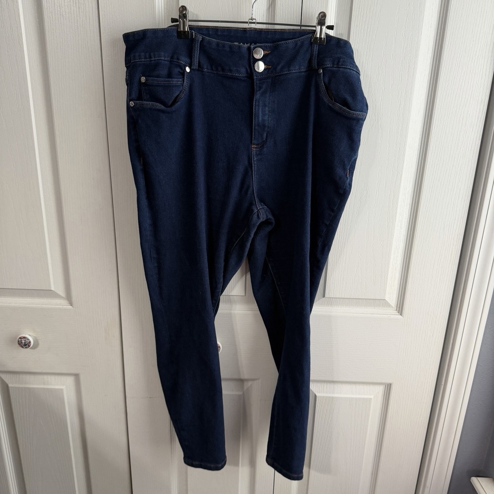 Tahari Blue Skinny Denim Jeans Women's Size 22W Preppy Office Minimalist Casual